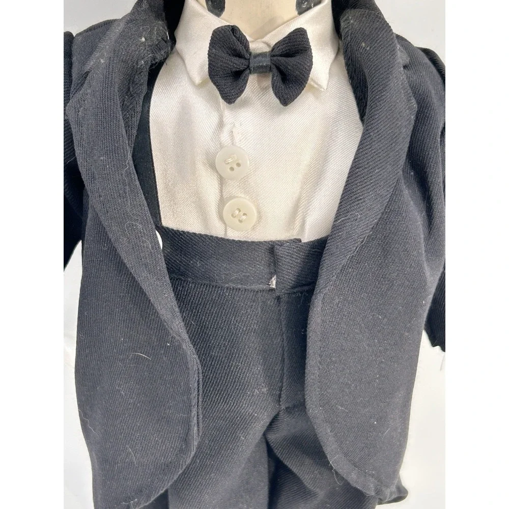 Vintage Anthropomorphic Fancy Dog Wearing Tuxedo Porcelain Plush Doll 18